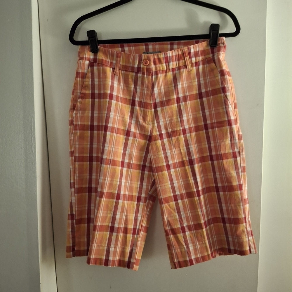Raviya Women's Plaid Shorts in Red and Orange